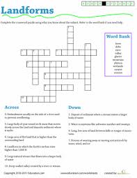 Earth Science Crossword Landforms Worksheet Education Com Science Puzzles Third Grade Life Science Learning Science