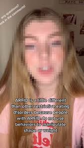 Screenshot from video in which the content creator defines ARFID for...