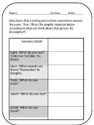 Sensory Details Graphic Organizer Worksheets Tpt