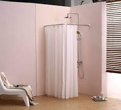 L Bathroom Curtain Cloth Hanging Rod Corner Shower Curtain Rod Right Angle Adjustable Length Fitte Corner Shower Cool Shower Curtains Corner Shower Curtain Rod