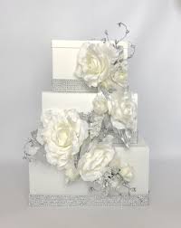 Wedding Card Box With Lock Cascade Silver Bling And Ivory Or Etsy In 2020 Money Box Wedding Card Box Wedding Wedding Gift Card Box