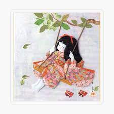 Beautiful Japanese doll on a swing Poster for Sale by JoAnnValencia |  Redbubble