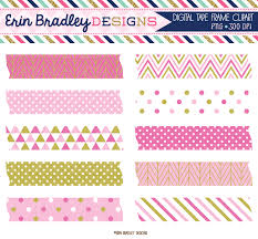 Pink And Gold Digital Washi Tape Clipart Graphics Washi Tape Clip Art Gold Clipart