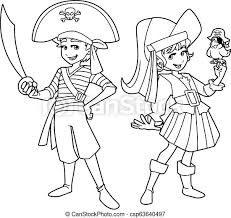 Pirate illustration pirate kids doodle art designs two fish abstract wall art illustrators art drawings creative artist. Pirate Kids Line Art Full Length Line Art Illustration Of Two Cute And Happy Children Boy And Girl Smiling While Wearing Canstock