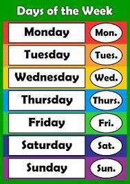 Days Of The Week Learn Childrens Poster Wall Chart Classroom