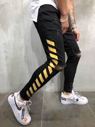 Black And White Striped Jeans Men Pin By Brandon The Archivist On Style Look Outfits Mens Outfits Striped Jeans Mens Streetwear