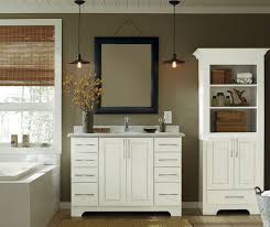 white bathroom vanity and storage