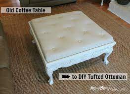 First, wipe down and fix any damaged parts of the table. Thrift Store Coffee Table Turned Diy Tufted Ottoman Artsy Chicks Rule