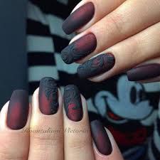 Black And Red Ombre Nails Matte Red And Black Ombre Nail With 3d Scroll Flourish Design Punk Nails