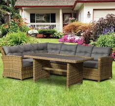 Buy iconic home da vinci left hand facing sectional sofa l shape chaise pu leather button tufted with silver nailhead trim silvertone metal leg with 3 accent pillows, modern contemporary, cream: Judah Rattan Corner Sofa Set