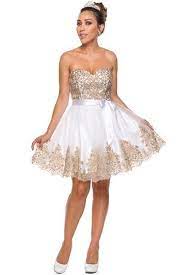 White And Gold Short Wedding Dress Prom Homecoming Juliet Short Bridal Dress Homecoming Dresses White Cocktail Dress