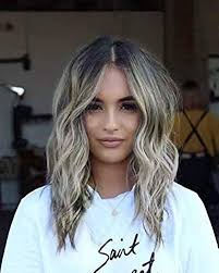 Blonde with dark roots silver blonde hair blonde hair with highlights. New Lanova Silver Ash Blonde Wigs With Dark Roots Ombre Synthetic Hair Wavy Wig Mixed Blonde Hair Wig Middle Part Hair Styles Ash Blonde Hair Long Hair Styles