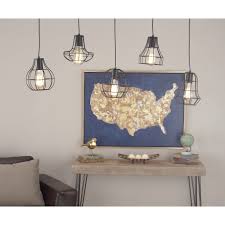 Shop Large Industrial Style Staggered Pendant Lighting With 5 Black Iron Geometric Caged Edison Bulbs 42 X 52 On Sale Overstock 17338798