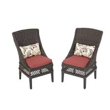 Hampton Bay Woodbury Wicker Outdoor Patio Dining Chair With Chili Cushion 2 Pack Dy9127 D R The Home Depot Patio Dining Chairs Outdoor Dining Chairs Patio Dining