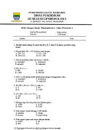 Dia ingin mem bagikan kepada 5 orang sahabatnya dengan bagian yang sama. Soal Ulangan Harian Ke 1 Matematika Kelas 5 Semester 1