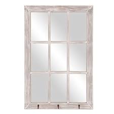 Not available at clybourn place. 24x36 Distressed White Windowpane Wall Mirror With Hooks Walmart Canada