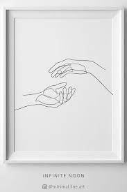 Near Touch Hand Figure Collection Art Prints One Line Drawing Single Line Illustration Couple Hand Minimalist Artwork Abstract Sketch Modern Abstract Print