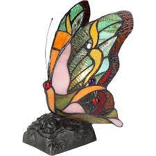 chloe lighting jacy 1 tiffany style 1 light butterfly accent table lamp 9 5 tall walmart com vlinder kunst vlinders glas in lood