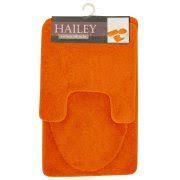 Hailey 3 Piece Bathroom Rug Set Bath Mat Contour Rug Toilet Seat Lid Cover Orange Toilet Seat Lid Covers Orange Bath Rug Contour Rug