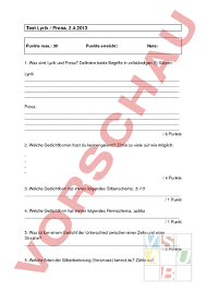 Bei einer gedichtanalyse muss auch. Arbeitsblatt Theorietest Lyrik Und Prosa Deutsch Leseforderung Literatur