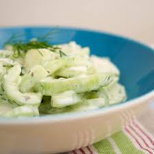 French Cucumber Salad With Creme Fraiche And Dill Elle Republic Rezept Gurkensalat Rezepte Essen