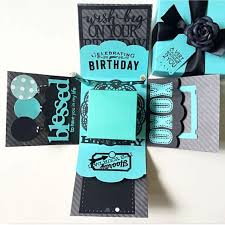 Creative Birthday Box For Boyfriend Happy Birthday Explosion Box Card In Teal And Black Birthday Explosion Box Exploding Gift Box Explosion Box