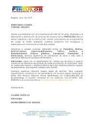 Carta De Presentacion Pintulor Portafolio Bogota Industrias