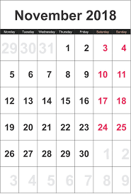 November 2018 Calendar Excel Portrait November Calendar Calendar Printables Calendar Word