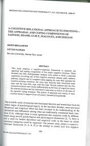 PDF) A Cognitive-Relational Approach to Emotions—The Appraisal and Coping  Components of Sadness, Shame, Guilt, Jealousy, and Disgust