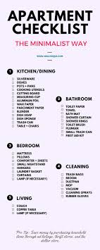 Minimalist Apartment Checklist Check Out This Awesome Minimal Infographic Focusing On All Of The Es Apartment Checklist Minimalist Apartment First Apartment