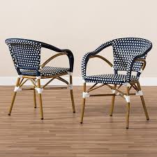 Side by side, in a row or all around, we have the perfect dining room side chairs for your space and style. Baxton Studio Glyn All Weather Chairs In Navy White Set Of 2 In 2021 White Dining Chairs Dining Chairs Patio Dining Chairs