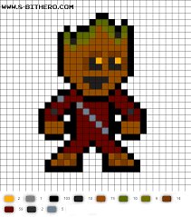 Groot 8 Bit Gotg Vol 2 Perler Bead Pattern Pixel Art Pixel Art Pattern Pixel Art Grid