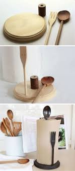 Porte Sopalin Avec Ustensils De Cuisine En Bois Porte Essuie Tout Papier Diy Essuie Tout