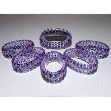 The set includes 4 colorful crochet napkin rings. Set 6 Oval Napkin Rings Purple Crystal Diamond Cut Www Monadi Bazar Com