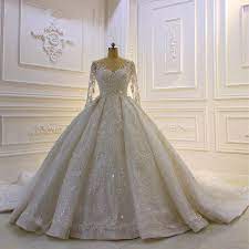 Hochzeitskleider wie die einer prinzessin! Hochzeitskleid Prinzessin Glitzer Brautkleider Lange Armel Misshow De