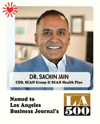 We're thrilled to share that SCAN CEO Dr. Sachin Jain, has been named to  the @labusinessjournal's LA500 list—recognizing the most influential  leaders and impactful executives in Los Angeles: https://ow.ly/7ueK50W33mt  Under his leadership,