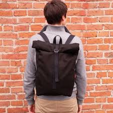 Navy Cotton Backpack Rolltop Backpack Bike Backpack Canvas Backpack Laptop Backpack Navy Rucksack Vintage Backpacks Classic Backpack Rolltop Backpack