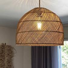Offre valable du 28/07/21 au 29/08/21. Luminaire Taille L En Rotin Et Metal Forme Dome Coloris Naturel
