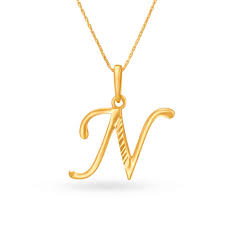 Its name in english is en plural ens. N Letter Grooved Gold Pendant Tanishq