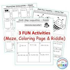 Solve each inequality and graph its solution. Multi Step Inequalities Maze Riddle Color By Number Coloring Page Fun Activity