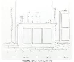 Simpsons Courtroom Background Production Drawing (Fox, 1993).... | Lot  #95425 | Heritage Auctions