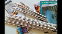 Rolled paper sticks. Weave into bowls, beads, baskets and many other items.  How to make paper sticks