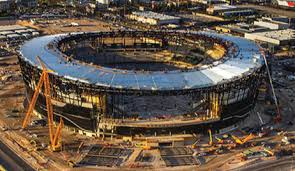 The roof was imperative with the hot vegas desert, and now it looks as if it belongs. Roof Raising Begins On New Allegiant Stadium Nrca