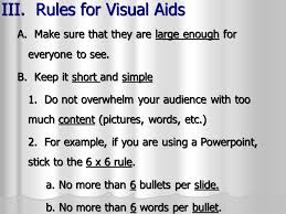 No more than six bullet points per slide; Visual Aids Ppt Video Online Download
