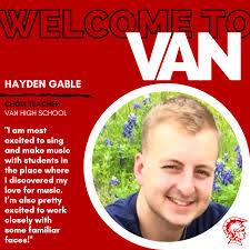 Please welcome Hayden Gable, the new choir teacher at Van High School! So  our Vandal community can get to know our new employees, we asked all of  them the same questions. Here