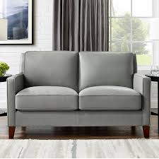 Black leather sofa bed, silver feet. West Park 2 Seater Light Grey Leather Sofa Costco Uk
