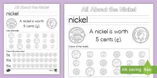 all about the nickel activity worksheet math resources