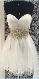 Cheap Ball Gown Homecoming Dresses Sweetheart Gold Beads White Tulle Homecoming Dress Cocktail Dresses Short Prom Dress Wedding Party Dress White Prom Dress Tulle Homecoming Dress White Homecoming Dresses