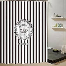 Vandarllin extra long shower curtain fabric shower curtains black and white shower curtain striped 72x84 inch. 2021 Waterproof Black White Stripes Crown Shower Curtains Fashion Bathroom Hanging Curtain Polyester Bath Shower Curtain From Craftsgift 21 95 Dhgate Com
