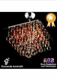 trendlight sense 3lu kare rgb ledli kumandali tasli modern avize avize genisligi 30x30 cm ebatinda kare avize yuksekligi yaklasi renkler urunler led